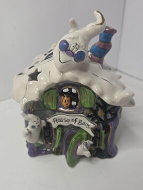 blue sky ceramic house of boos ghost tea lite holder halloween decor